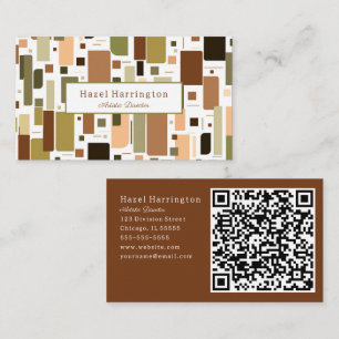Fun HQ Code Retro Business Card Mitte Jahrhundert  Visitenkarte