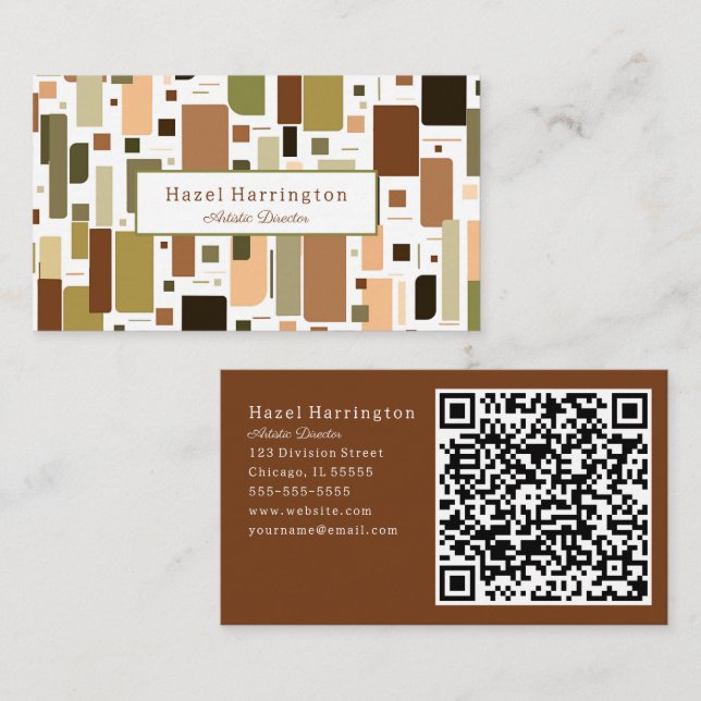 Fun HQ Code Retro Business Card Mitte Jahrhundert  Visitenkarte (Vorne/Hinten)