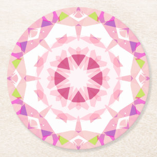 Fun Hübsche Pink Pastels Magic Star Girl's Geburts Runder Pappuntersetzer
