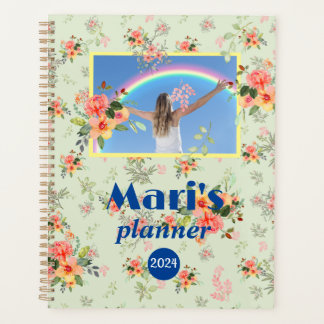 Fun hübscher Blumenname blau Planer