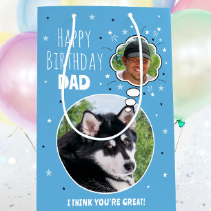 Fun Hund Vater Geburtstag Gedanken Blase Foto Blau Mittlere Geschenktüte