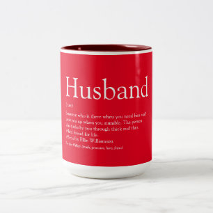 Fun Husband Definition Zitat Modern Red Zweifarbige Tasse