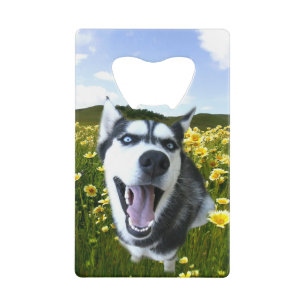 Fun Husky Dog in Wilden Blume Brieftasche Öffnung Geldbeutel Flaschenöffner