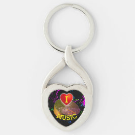 Fun I Liebe Music with Heart and Pan Schlüsselanhänger