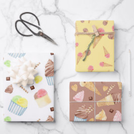 Fun Ice Cream Cones Summer Food farbenfroh Geschenkpapier Set