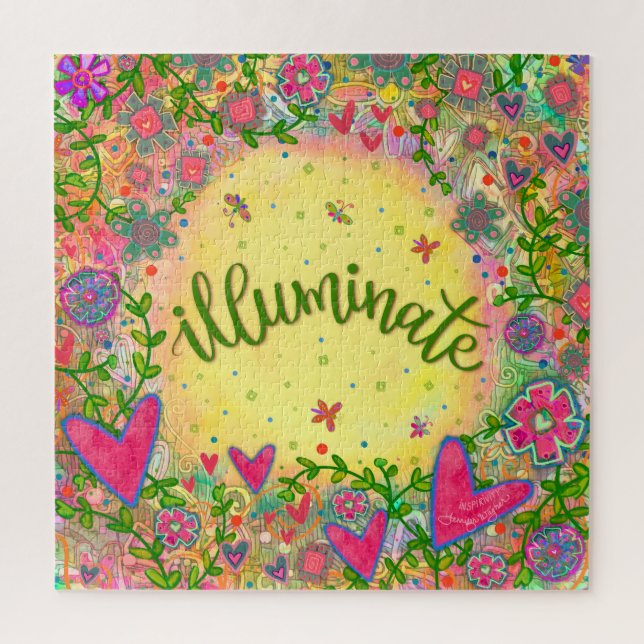 Fun Illuminate Hearts Blume Niedlich Inspirivity Puzzle (Vertikal)