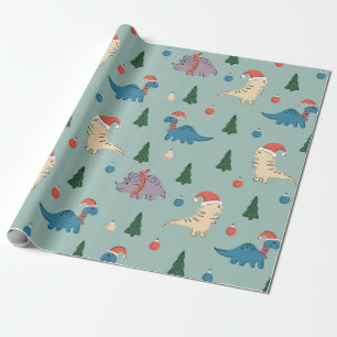 FUN ILLUSTRATION CHRISTMAS DINOSAUR GIFT WRAPPING GESCHENKPAPIER