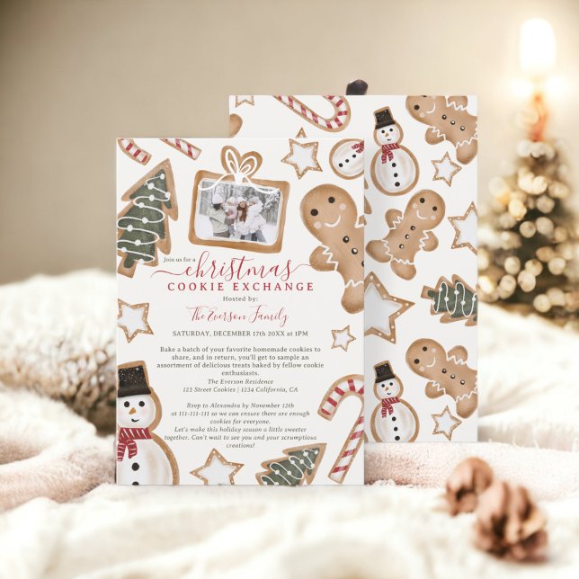 Fun Illustration Weihnachts-Cookie-Austausch Party Einladung (Fun illustration Christmas cookie exchange party Invitation)