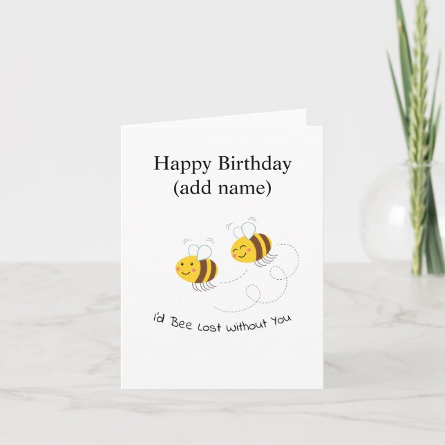 Fun Illustriert Biene Happy Birthday Card Karte (Vorderseite)