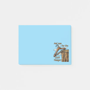 Fun Image of Cliff Hanger with Playful Wordplay Post-it Klebezettel