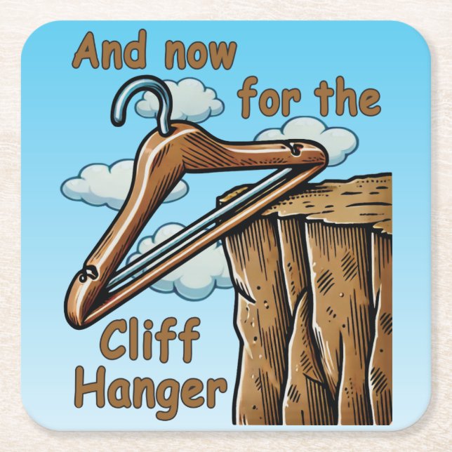 Fun Image of Cliff Hanger with Playful Wordplay Rechteckiger Pappuntersetzer (Vorderseite)