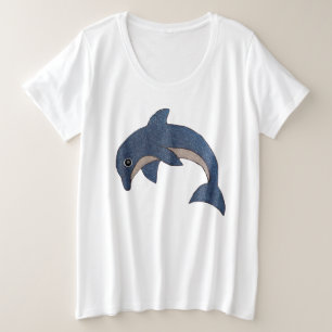 Fun Imitate Glitzer Dunkelblau Springdolphin Große Größe T-Shirt