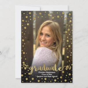 Fun Imitate Gold Glitzer Confetti Foto Abschluss Einladung