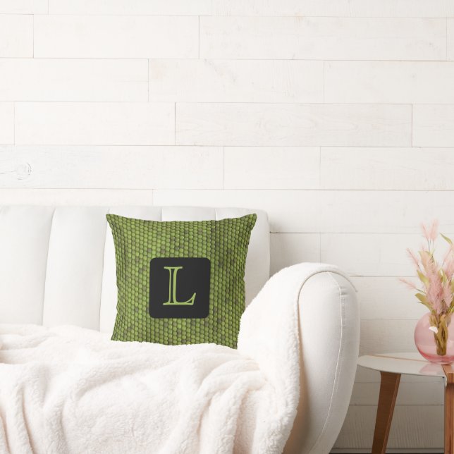 FUN IMITATE GREEN LIZARD DRUCK, MONOGRAM KISSEN (Liege)