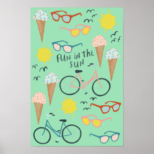 FUN IN DER SONNE Niedliche Farben Sommerzeit Kunst Poster