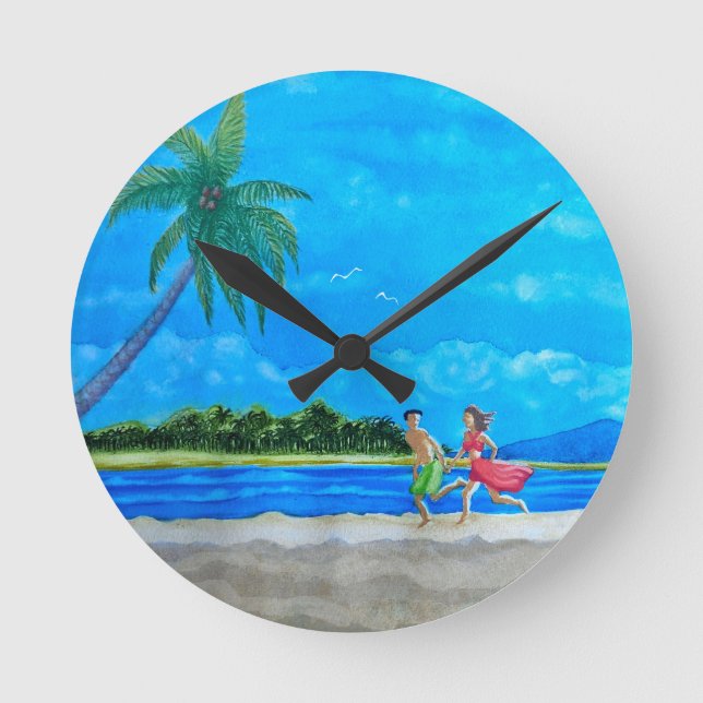 Fun in the Sun Run Runde Wanduhr (Vorderseite)