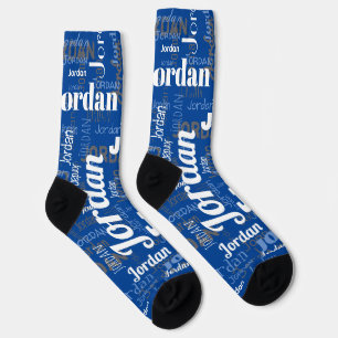 Fun Individuelle Name Dark Blue White Men Socken