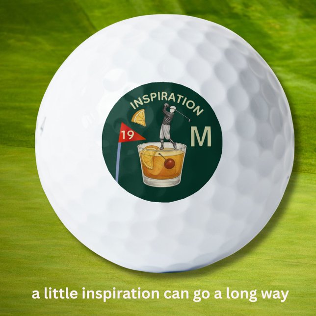 Fun Inspirational 19th Hole Cocktail Monogram  Golfball (Von Creator hochgeladen)