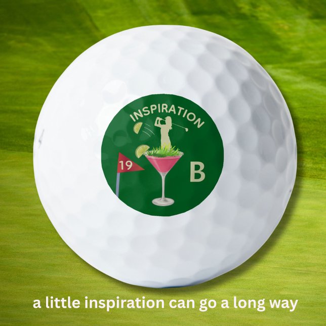 Fun Inspirational 19th Hole Cocktail Monogram  Golfball (Von Creator hochgeladen)