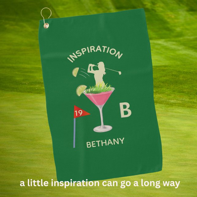 Fun Inspirational 19th Hole Cocktail Monogram Name Golfhandtuch (Von Creator hochgeladen)