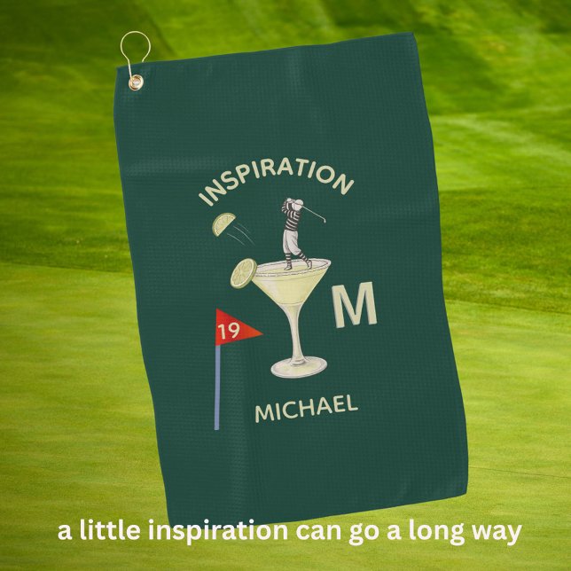 Fun Inspirational 19th Hole Cocktail Monogram Name Golfhandtuch (Von Creator hochgeladen)
