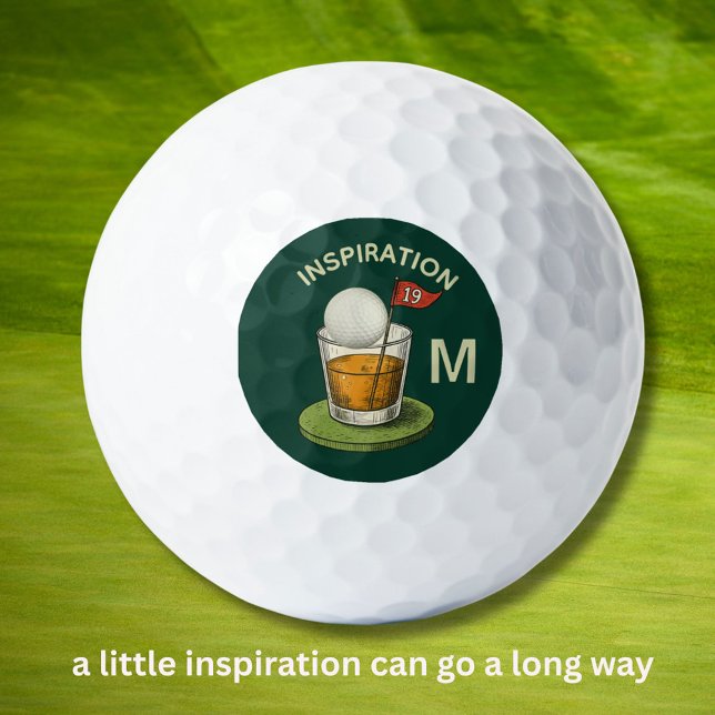 Fun Inspirational 19th Hole Drink Monogram  Golfball (Von Creator hochgeladen)