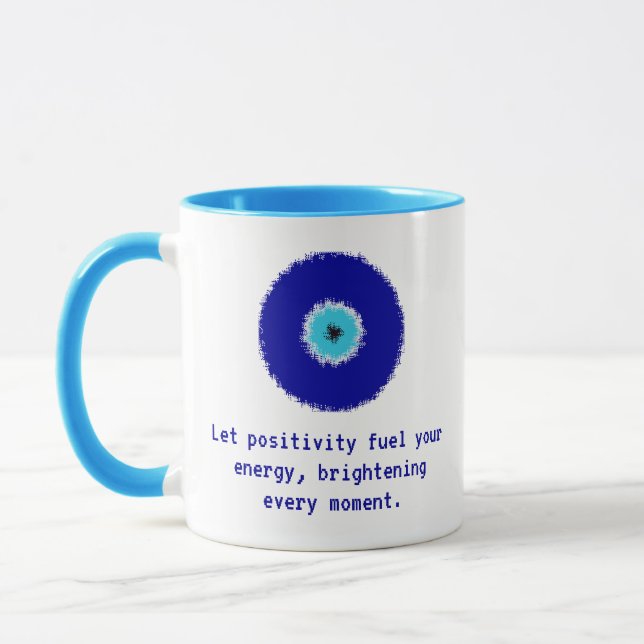 Fun Inspirational pixated Blue Evil Eye Amulet Tasse (Links)