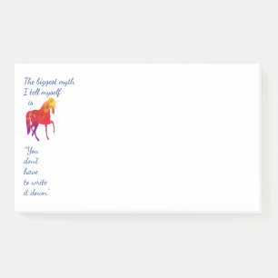 Fun inspirierendes Zitat Rainbow gefärbt Unicorn Post-it Klebezettel