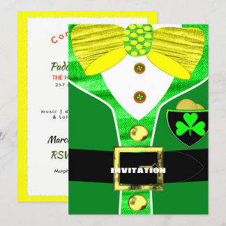 Fun Irish Leprechaun Kostüm Personalisiert einlade Einladung