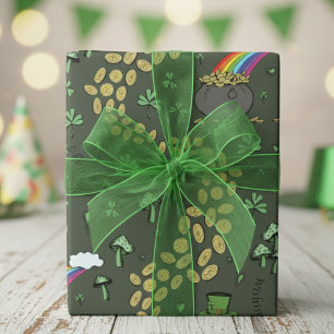 Fun Irish St Patricks Day Leprechaun Kleeblatt Luc Geschenkpapier