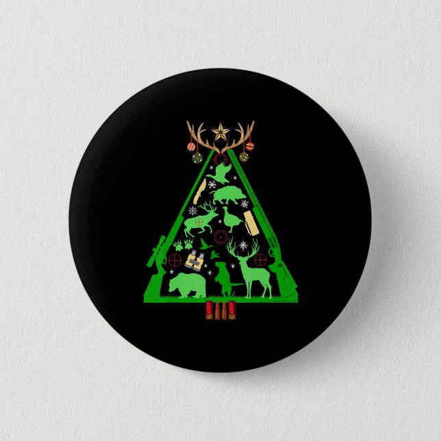 Fun Jagd Hirsch und Elk Hunter Weihnachtsbaum Hun Button (Vorderseite)