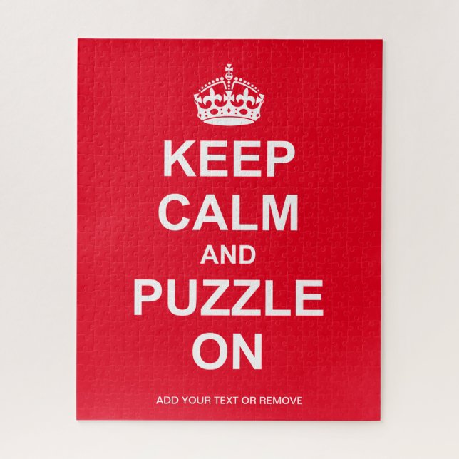 Fun jigsaw message "Behalt Calm and Puzzle On", (Vertikal)