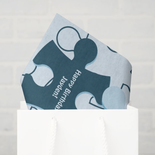 Fun Jigsaw Puzzle Happy Birthday Custom Name Seidenpapier (Geschenktüte)