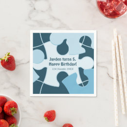 Fun Jigsaw Puzzle Kids Happy Birthday Name Blue Serviette