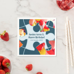 Fun Jigsaw Puzzle Kids Happy Birthday Name Serviette