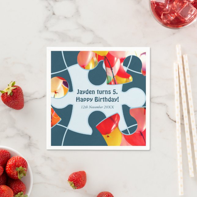 Fun Jigsaw Puzzle Kids Happy Birthday Name  Serviette (Beispiel)