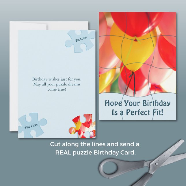 Fun Jigsaw Puzzle "Mock" 12pc Custom Photo B'day Karte (Fun Jigsaw Puzzle "Mock" 12pc Custom Photo B'day Card, Portrait, Flat, 5x7 Inch, Scissors Cut)