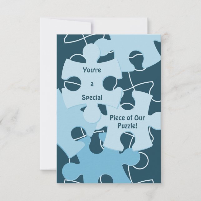 Fun Jigsaw Puzzle Pieces in Blue 5x7 Inch Dankeskarte (Vorderseite)