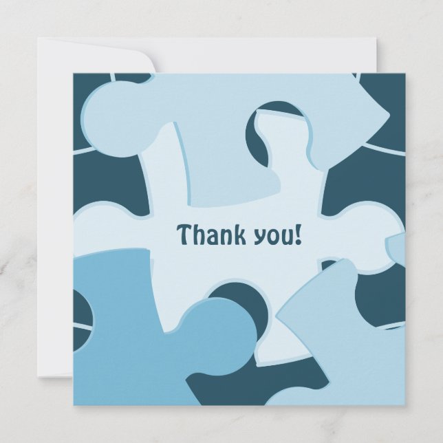 Fun Jigsaw Puzzle Pieces in Blue Thank You Card Dankeskarte (Vorderseite)