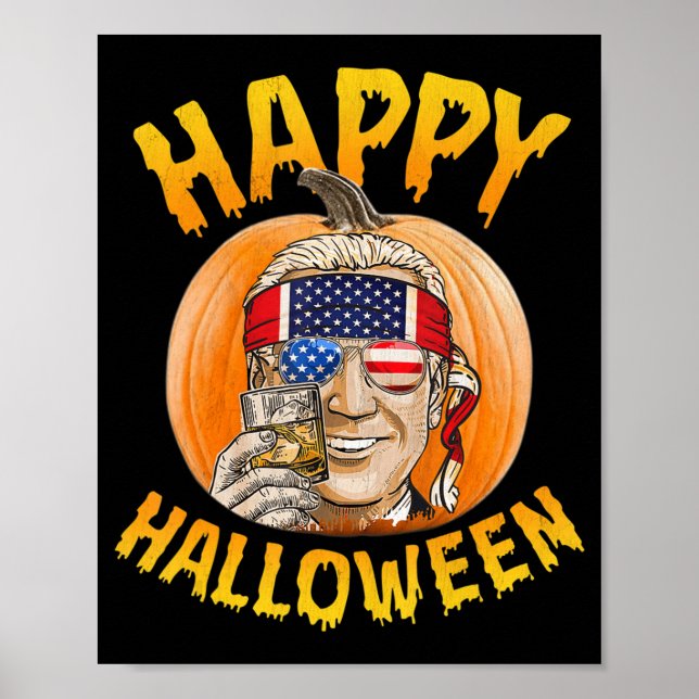 Fun Joe Biden Pumpkin Happy Halloween Verwirrt die Poster (Vorne)
