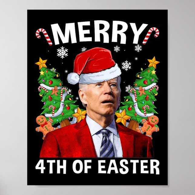 Fun Joe Biden Weihnachtsfeier Weihnachtsmannmütze  Poster (Vorne)