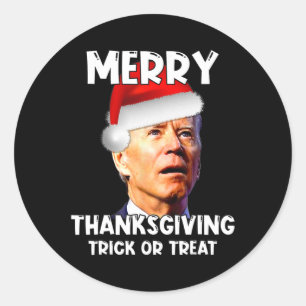 Fun Joe Biden Weihnachtsmannmütze Merry Erntedank  Runder Aufkleber