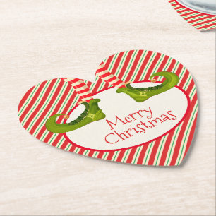Fun Jolly Christmas Elf Legs Holiday Heart Untersetzer