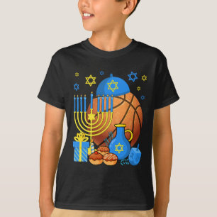 Fun jüdischen Basketball Ball Menorah Happy Hanukk T-Shirt