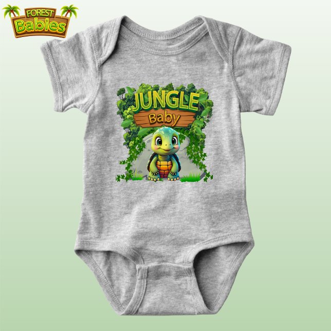 Fun Jungle Baby Turtle, Niedlich Tortoise Wildlife Strampler (Fun Jungle Baby Turtle, Cute Tortoise Woodland Wildlife Animal Nature-Inspired Baby Bodysuit 🐢)