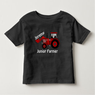 Fun "Junior Bauer" und "Name" Red Loader Traktor Kleinkind T-shirt