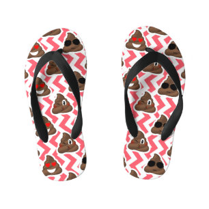 Fun Kacke Emoji Red ZigZag Muster Kinderbadesandalen