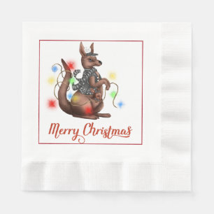 Fun Kangaroo Christmas Napkin Serviette