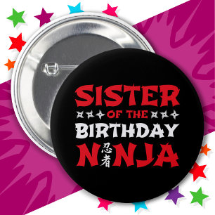 Fun Karate Party Kinder Schwester des Geburtstags  Button