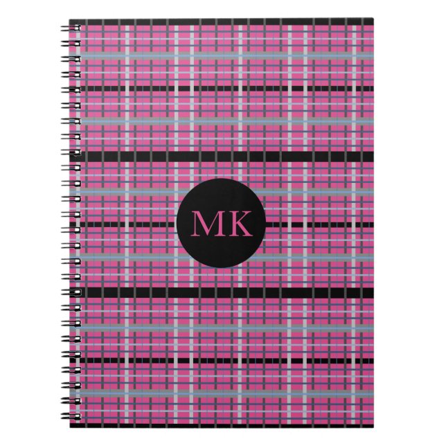 Fun Kariertes Mit Monogramm Notebook Notizblock (Vorderseite)